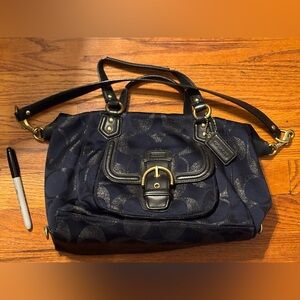 Coach logo navy and sparkle Elegant Black Handbag